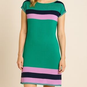 Lilly Pulitzer Kinley Green purple Striped mini dress size Medium Preppy